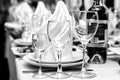 People event holiday official people person drink alcohol crockery black and white engagement honeymoon concept. Cropped close up