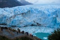 People on excursion at glacier Perito Moreno in Patagonia, Argentina