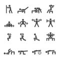 People exercise in fitness icon set, vector eps10