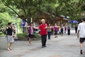 People exercise in the park