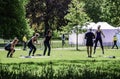 People exercising in the park