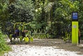People exercising on public equipment at `Bosque da Freguesia` Public park on neighborhood of Jacarepagua Royalty Free Stock Photo