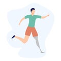 People exercising, training flat illustration. Promoting equality, person with disability cartoon vector character. Healthy lifest