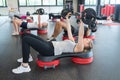 People exercising with weights at gym club Royalty Free Stock Photo