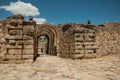 People at the exit of Roman Amphitheater in Merida Royalty Free Stock Photo