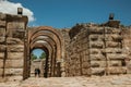 People at the exit of Roman Amphitheater in Merida