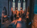 People exploring the Gothic Chapel at the Cloisters Met Museum. Royalty Free Stock Photo