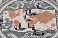 People on world map, belem, lisbon Royalty Free Stock Photo