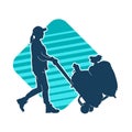 Silhouette of a female worker pushing lori wheels transporting sacks Royalty Free Stock Photo