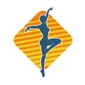 Silhouette of a female ballet dancer in action pose. Royalty Free Stock Photo
