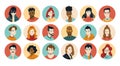 People face avatars. User portrait of business team, diverse character of different man and woman. Young multiethnic