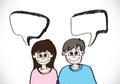 People face emotions icons with dialog speech bubbles