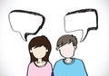 People face emotions icons with dialog speech bubbles