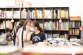 18 07 2021 People with face masks read and buy books in Hong Kong Book Fair in Hong Kong Convention and Exhibition Center , Wan Royalty Free Stock Photo