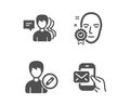 People, Face verified and Edit person icons. Messenger mail sign. Vector Royalty Free Stock Photo