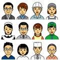people faces, different jobs and occupations, set