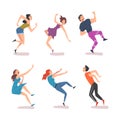 People Falling Down Stumbling and Slipping Vector Set