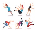 People Falling Down Stumbling and Slipping Vector Set