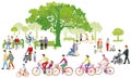 People and families at leisure in the park. llustration Royalty Free Stock Photo