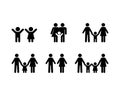 People Family Icons Set. Mother father child boy girl symbol. Vector EPS 10 Royalty Free Stock Photo