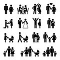 People family vector icon set. Love and life Royalty Free Stock Photo