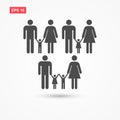 People family vector icon set. Love and life Royalty Free Stock Photo