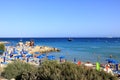 People at the famous beach of Konnos Bay Beach, Ayia Napa. Famagusta District in Cyprus Royalty Free Stock Photo