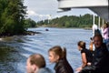 People on a ferry boat at Valaam island, Russia Royalty Free Stock Photo