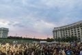 Teenagers having a good time at an outdoor festival 