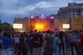 Teenagers having a good time at an outdoor festival 