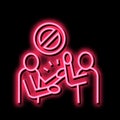 people fight poverty problem neon glow icon illustration