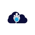 People finder cloud shape logo. Magnifying glass logo.
