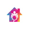 People finder house shape logo. Magnifying glass logo.
