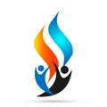 Flame fire people logo, modern flames logotype symbol icon design vector on white background Royalty Free Stock Photo