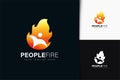 People fire logo design with gradient