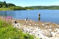 Fernworthy Reservoir Dartmoor England. People fishing