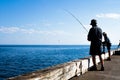 People are fishing Mackerel on the Gaspe Peninsula, Quebec.