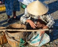 People at fishing market in Cam Ranh bay, Vietnam Royalty Free Stock Photo