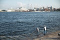 People fishing in yokohama