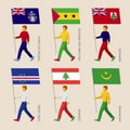 People with flags - Mauritania, Cape Verde, Lebanon, Tristan da Cunha, Sao Tome, Bermuda