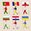 People with flags - Portugal, Andorra, Ukraine, Gibraltar, Croatia, Bulgaria