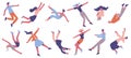 People floating in air. Flying male and female characters floating in space, imagination or dreaming people vector