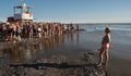 People floating for the guinness record