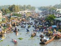 People at floating market in Mekong Delta, Vietnam Royalty Free Stock Photo