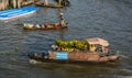 People at the floating market in Mekong Delta, Vietnam Royalty Free Stock Photo