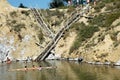 People floating on the salty water in an abandoned salt mine