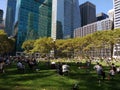 Bryant Park Lawn, People Sitting on the Grass, NYC, NY, USA Royalty Free Stock Photo