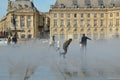 Miroir d`eau in action in the French city Bordeaux