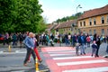 People at the folkloric Juni celebration in Brasov City Royalty Free Stock Photo