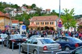 People at the folkloric Juni celebration in Brasov City Royalty Free Stock Photo